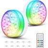 TFixol Luci Piscina, Luce Subacquea con Telecomando 16 Colori Impermeabili Luci per Piscina Fuori Terra per piscine interrate fuori terra, fontana, vasca da bagno e acquario 2pcs