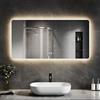 SVNR Specchio da bagno - Specchio cosmetico LED 120 x 60 cm con vetro senza rame da 4 mm, cornice in alluminio, controllo Dual-Touch, 3000K-6400K, Specchio LED intelligente