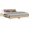 vidaXL Giroletto Senza Materasso Rovere Sonoma 160x200cm in Truciolato, mobili Camera da Letto, Base Letto, Letto Matrimoniale, Letto, Rete Letto