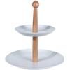 Excellent Houseware - Alzata a 2 Piani, in Porcellana, per Frutta e Verdura, Colore: Bianco
