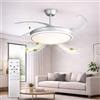CLAR Ventilatore da Soffitto con Luce, Pale da Soffitto con Luce, Ceiling Fan With Light, Ventilatori con Telecomando, Lampadario con Ventole Retraibili 48W Nickel (Pack 1)