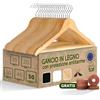 Blumtal Set di 50 Grucce in Legno Naturale - Gancio Rotante a 360° in Metallo, Protezione Antitarme in Cedro, Rivestimento Antiscivolo e Intagli per Spalle