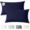 Ôhm Federe Cuscini 30x50 cm Set di 2 in 100% Cotone Jersey 150 g/m² in Blu con Cerniera - Federa Morbida e Traspirante per Cuscino Cervicale e da Viaggio - Facile da Lavare - Certificato OEKO-TEX