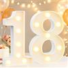 Vimlits Numeri decorativi luminosi a LED da 22,4 cm, luci con numeri stile marquee per decorazioni per il 18° compleanno, insegna numerica illuminata per feste di compleanno, luci notturne, sfondo per