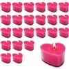 Paluplus Set 24 Candele Profumate a Forma di Cuore Fucsia, Misura 4x4x2 cm, Illuminazione Romantica per Occasioni Speciali, Tealight per San Valentino, Anniversario, 3CF x 8 Pezzi -232M