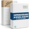 L'Emporio Casa Coprimaterasso in Spugna Jacquard di Cotone Elasticizzato con Angoli Perimetrale, Lavabile, Regolabile, Certificato Oeko Tex, per Diversi Materassi (Singolo 80-90x190-200)