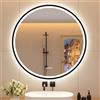 STARLEAD 90cm Nero Specchio-Rotondo-Bagno-con-Luce e Bluetooth, Specchiera-Bagno-LED con Antifog, Dimmerabile, 3 Colori Luce, Memoria, HD Vetro Temperato, IP44, Cornice non Metallica