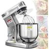 Cashwise Impastatrice professionale da banco, robot da cucina elettrico con ciotola in acciaio inox da 5/7/10 litri, gancio impastatore, frusta e sbattitore, ideale per pasticcerie, pizzerie StainlessSteel-7L