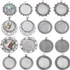 SUNNYCLUE 1 Scatola 16 Pezzi Castoni Cabochon Stile Vintage Argento Antico Vassoi con Castoni Vuoti Piatti Tondi con Ciondoli per Ciondoli Vassoio Commemorativi Vuoti per Foto BOU