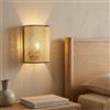 Alpinaluz applique da parete con paralume rettangolare in rattan e bambù, diffusore acrilico, stile moderno rustico, attacco E27, luce decorativa per camera da letto, soggiorno e corridoio