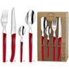 Lou Laguiole PRADEL ESSENTIEL - Set di 24 posate per 6 persone - Rising Sun - Acciaio 18/0 - Finitura Standard - Rosso