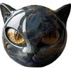 Generico Statuetta in pietra raffigurante un gatto nero, realizzata a mano in resina effetto marmo con occhi color ambra, regalo decorativo per amanti dei gatti e collezionisti. (Gold)