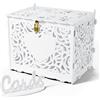 Jolik Grande Scatola per Cartoline di Nozze con Serratura, Vintage Porta Buste Matrimonio in Legno, Regalo per Anniversario, Laurea, Feste (Bianco)