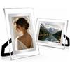 Lyhsens 2 Cornici per Quadri in Vetro 13x18 Argento-Moderno, Cornice da Scrivania, Orizzontale/Verticale, Ideale come Regalo per Compleanno/Natale
