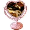generic Specchio da tavolo a forma di cuore vintage in plastica double-face per uso domestico da banco di bellezza