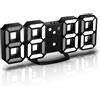 YUANYUYING Sveglie digitali a LED, sveglie 3D, orologio da parete digitale a LED, orologio da parete con numeri a LED e 3 livelli di luminosità, funzione snooze (Nero + Bianco)