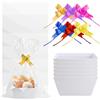 Ehuihuan 6 Pcs Cesto Regalo, 25x20x11,5cm, Cesti Regali Vuoti con 6 Sacchetti Trasparenti e 6 Fiocchi, Contenitori Kraft con Manici, Vassoio Carta Rettangolare, Confezione Regalo Donna Uomo Festa (Bianco)