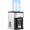 COSTWAY Erogatore Acqua 3 in 1, con Macchina del Ghiaccio, Dispender Acqua con 3 Impostazioni di Temperatura Caldo/Freddo/Ghiaccio, Regge Bottiglie 10-20 L, per Casa Ufficio Dormitorio