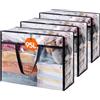 Lifewit Scatole per Vestiti Trasparente, Organizer Armadio Pieghevole con Manici, Scatole per Armadio en PVC, Scatoloni Trasloco, Organizer Armadio per Vestiti, Coperte, Piumoni, Libro, 95 L, 3 Pezzi