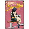 Preeklen Cartello motivazionale con ragazza con scritta Girl Gym Strong Is Beautiful Weightlifting Girl per allenamento in palestra a casa cartello fitness decorazione per sala da allenamento in palestra