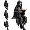 Generic Figura gotica di fantasia scura, figura di scheletro di lettura di fantasia scura, statua di libro di lettura scheletro per biblioteca, ufficio, sala studio, esposizione da collezione (#C)