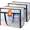 Lifewit Scatole per Vestiti in PP 40L, Organizer Armadio Pieghevole Trasparente con Manici Rinforzati, Scatole Armadio, Scatoloni Trasloco per Piumoni, Coperte e Giocattoli, Resistenti, 2 Pezzi