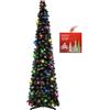 N&T NIETING Albero di Natale nero con supporto 150cm, albero di Natale pieghevole pop-up nero con paillettes per Natale, Halloween, feste, decorazione domestica