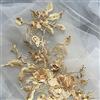 QLING Ricamo 3D in pizzo con perline e strass floreali, tessuto per fai da te, scollatura, abito da sposa, vestiti, ricamo (giallo dorato)