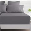 PRIME LINENS Lenzuolo con angoli extra profondi da 40 cm, in microfibra spazzolata, resistente alle pieghe e allo sbiadimento, morbido e durevole (argento/grigio, matrimoniale)