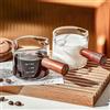 SYXLS 2 Pezzi Vetro Dosatore a Doppio Becco Con Manico in Legno, Vetro da Misurare Espresso, Brocca di Liquore Resistente al Calore Con Manico in Legno e Becchi