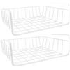 thirei Cesti sospesi in metallo, 2 pezzi Cestello pensile per cucina,Cestello pensile per armadio, per ripiano inferiore, organizer per ripiano inferiore per cucina e bagno (bianco)