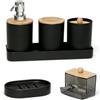 Neikafan 6 Pezzi Set di Accessori per Bagno Decorativo, Completo con Vassoio Organizzatore nero Kit con Dispenser Sapone, Porta-Sapone,Spazzolino, Supporti Qtip, Moderni la casa Accessori per Elegante