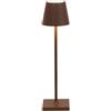 Zafferano, Poldina Micro, Lampada da Tavolo Ricaricabile e Senza Fili con Controllo Touch, Adatta per Salotto ed Esterni, Dimmer, 2200-3000 K, Altezza 27,5 cm, Colore Corten