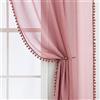 MIULEE Tende Camera da Letto con PON PON, 2 Pezzi Rosa Sporco Corallo Tende per Finestre Soggiorno (2X L 140 x A 145cm), Trasparenti Tende con Anelli, Tende Cameretta Bambini con Pompon, Tende Interni