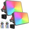 Indmird Faretto LED RGB Esterno 50W, Indmird 2 Pezzi Faro LED RGB con Telecomando IP66 Impermeabile Proiettori LED RGB, Faretti RGB 16 Colori 4 Modalità Luce d'Atmosfera RGB per Halloween, Feste, Giardino