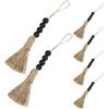 STOBAZA 6 Pezzi Ghirlanda di Perline in Legno con Nappe Boho Rustica per Decorazione Casa, Facile da Installare, per Soggiorno e Porta Ingresso