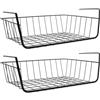 LDXDRU 2 Pezzi Cestello Sotto Mensola Nero, Organizer Sottopensile Cucina 34 x 11,5 x 20,5 cm Senza Forare, Mensola Salvaspazio per Armadio Dispensa Bagno
