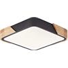 LuFun Plafoniera a LED nera, 24 W, per interni, quadrata, in legno, moderna, per camera da letto, salotto, corridoio, casa, ufficio, portico, cucina, soggiorno, 30 x 30 cm, luce bianca naturale 4000 K