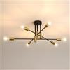 TEKHOME Plafoniera Moderna a Soffitto E27, Lampadario 6 Luci in Metallo Nero e Ottone, Stile Industriale per Soggiorno Cucina Camera da Letto - Attacco E27 (Lampadina Non Inclusa) PN-14