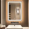 GANPE Specchio da bagno a LED, specchio da trucco da parete, grande specchio moderno senza cornice, anti nebbia+IP44 impermeabile+verticale e orizzontale (70 x 50 cm)