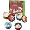 Alelyer Candele Profumate Natalizie Confezioni Regalo,Candele Portatili in Lattina,Candele Profumate Natalizie, 4 Pezzi Candela Profumata Set Regalo,Cera di Soia Naturale Candele Aromaterapia per Natale