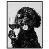 Dazzlewall divertente animale arte della parete umorismo cane bere vino poster, foto in bianco e nero del cane per il bagno cucina camera da letto arredamento 30×40 cm senza cornice