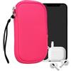 kwmobile Custodia in Neoprene con Zip per Smartphone M - 5,5 - Astuccio Portacellulare a Sacchetto con Cerniera - Borsa in rosa shocking