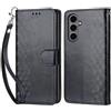 KENHONER Custodia per Samsung Galaxy S25 FE 5G Cover, Nero | Portafoglio in Pelle PU Retro, Antiurto Flip, Slot per Schede, Funzione Stand, Chiusura Magnetica