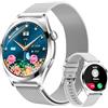 Fitonme Smartwatch Donna Rotondo con Chiamate, Display Curvo HD da 1,27, Monitor Frequenza Cardiaca SpO2 Sonno, 120+ Modalità Sport, Impermeabile IP68, Smart Watch Donna per Android iOS (Argento)