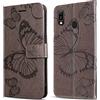 DENDICO Cover per Huawei Y6 2019 / Honor 8A, Portafoglio Custodia in PU Pelle per Huawei Y6 2019 / Honor 8A, Antiurto Cover a Libro con Slot per Carte, Grigio