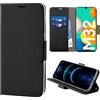 N NEWTOP Cover Compatibile con SAMSUNG GALAXY M32 4G, HQ Lateral Custodia Libro Flip Chiusura Magnetica Portafoglio Simil Pelle Stand Protezione Completa Case TPU Anti Urto Guscio (Nero)