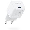 Anker Caricatore iPhone PowerPort III - Alimentatore di rete USB-C da 20 W, ricarica rapida, compatibile con iPhone 15/14 serie, Galaxy, Pixel 4, iPad/iPad Mini, bianca (cavo di ricarica non incluso)