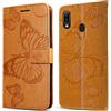 DENDICO Cover per Huawei Y6 2019 / Honor 8A, Portafoglio Custodia in PU Pelle per Huawei Y6 2019 / Honor 8A, Antiurto Cover a Libro con Slot per Carte, Giallo