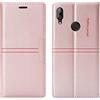 OKZone Cover per Huawei Y7 2019/Y7 Prime 2019, Custodia Flip Pelle PU Premium Portafoglio Magnetica Libro con Slot Schede, Slim Silicone TPU Bumper Wallet Supporto Case Antiurto Cover (Rosa)